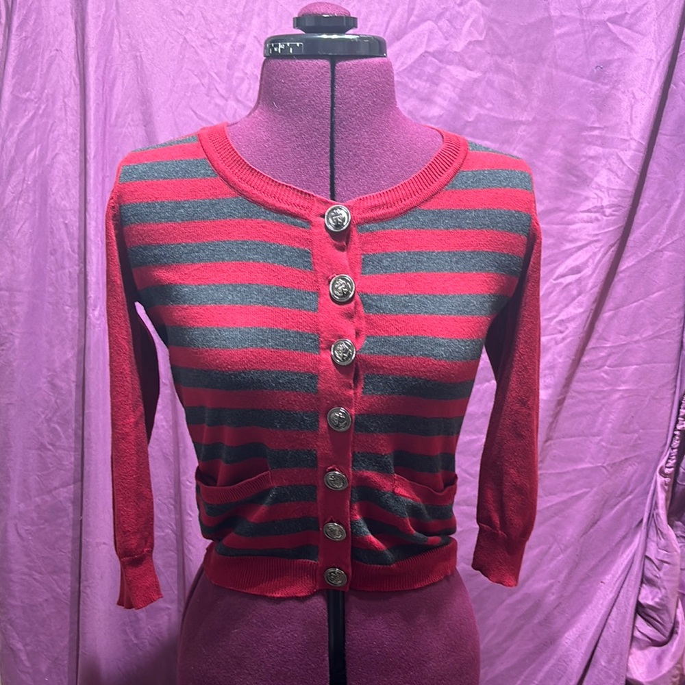 Nautical Sweater with Anchor Buttons, Women's Size Small, Anchor, Sailor Sweater